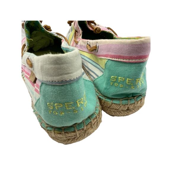 Sperry Katama Top Sider Womens Size 9.5 Green Blue Pink Stripped Espadrilles - Picture 2 of 8